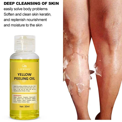 Yellow Peeling Oil - Melanin Whitening Serum & Exfoliating Body Scrub for Dark Skin Care