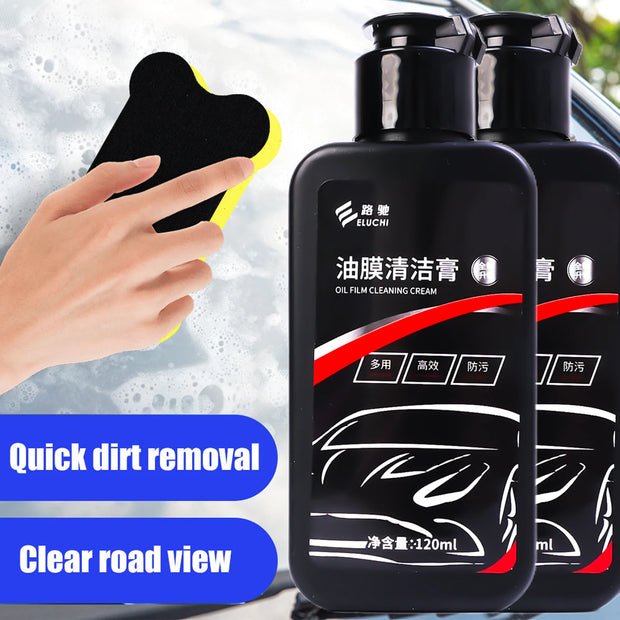 Car Glass Oil Film Remover - Stain & Spot-Free Windshield Cleaner