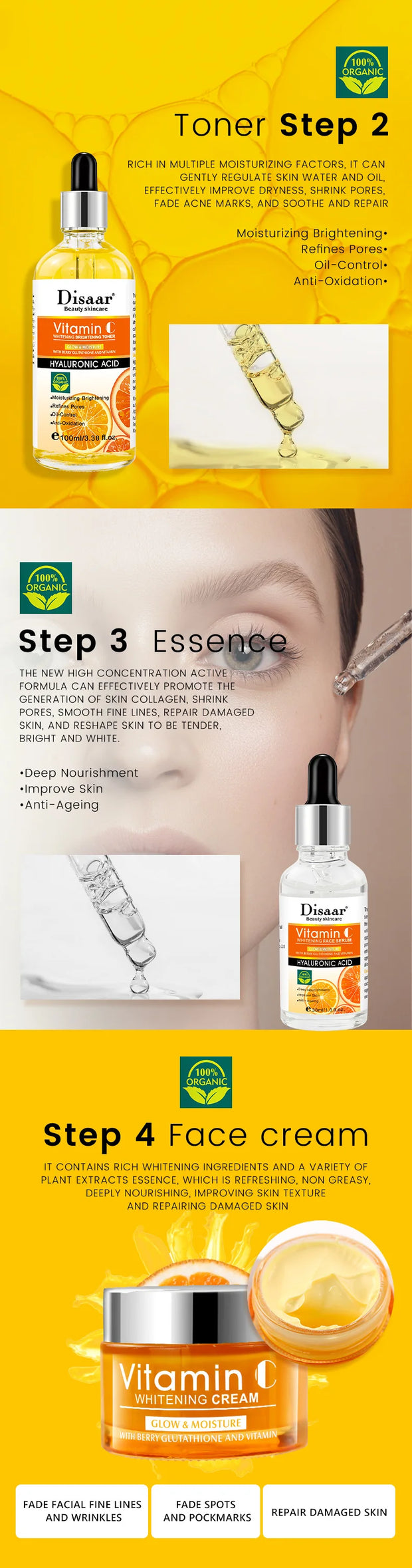 DissarVC Skincare 5-Piece Set Brightens Skin Tone Whitens Refreshes Balances